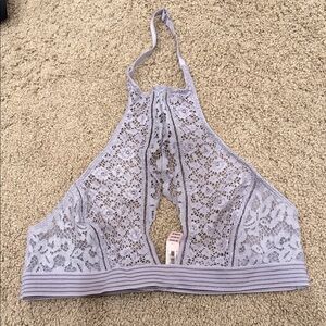 Victoria's Secret Lace Halter Bralette in Soft Gray